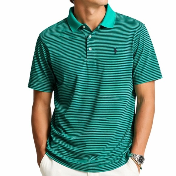 Polo Golf Ralph Lauren Other - Polo Golf Ralph Lauren Polo Shirt Mens L Green Black Striped Pima Cotton Pony